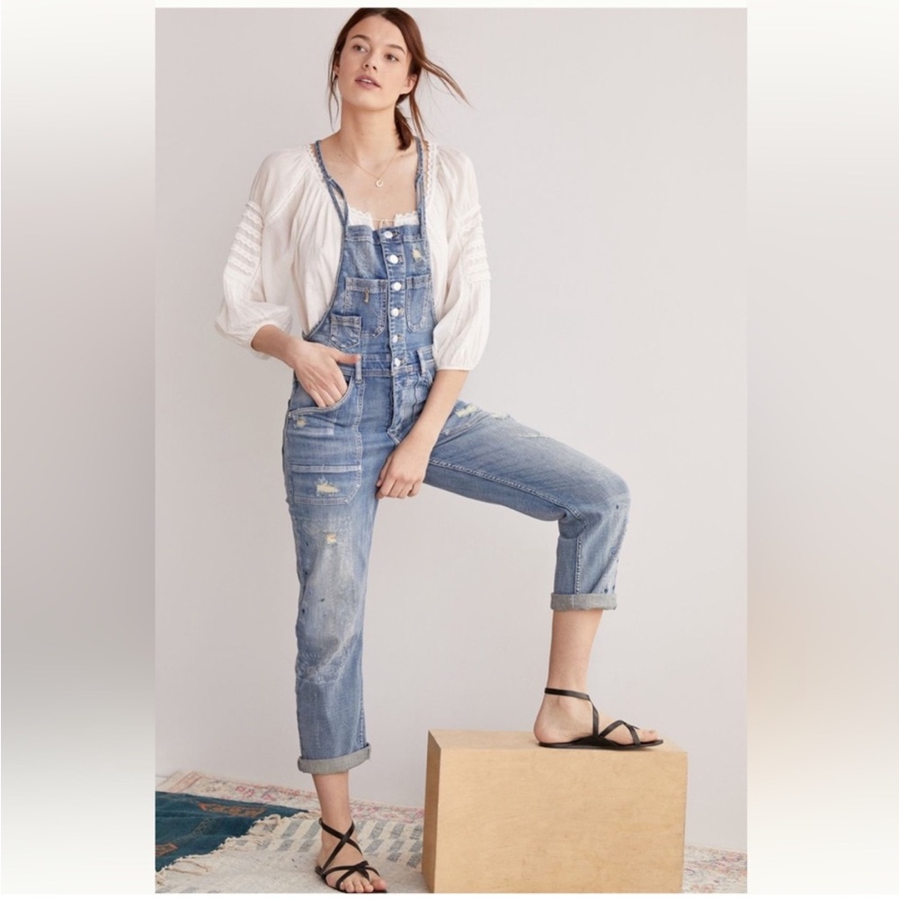 Anthropologie Pilcro Distressed Denim Overalls